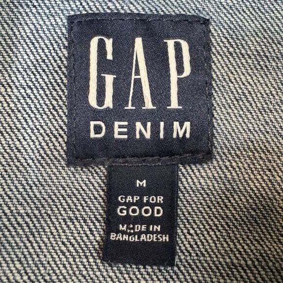 Gap Icon Denim Washwell Trucker Jacket Mens Medium Blue Cotton Relaxed Retro Y2K - Picture 4 of 5